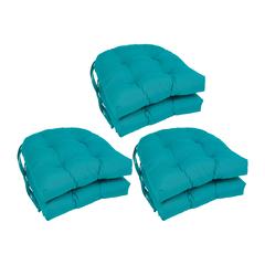 16-inch Solid Twill U-shaped Tufted Chair Cushions (Set of 6)  916X16US-T-6CH-TW-AB
