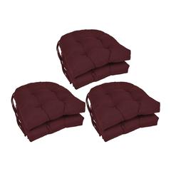 16-inch Solid Twill U-shaped Tufted Chair Cushions (Set of 6)  916X16US-T-6CH-TW-BG