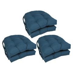 16-inch Solid Twill U-shaped Tufted Chair Cushions (Set of 6)  916X16US-T-6CH-TW-IN
