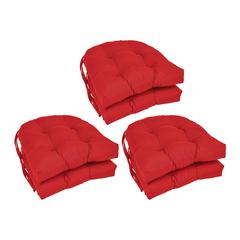 16-inch Solid Twill U-shaped Tufted Chair Cushions (Set of 6)  916X16US-T-6CH-TW-RD