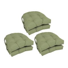 16-inch Solid Twill U-shaped Tufted Chair Cushions (Set of 6)  916X16US-T-6CH-TW-SG