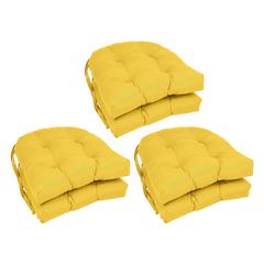 16-inch Solid Twill U-shaped Tufted Chair Cushions (Set of 6)  916X16US-T-6CH-TW-SS