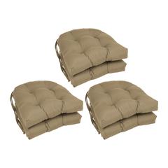 16-inch Solid Twill U-shaped Tufted Chair Cushions (Set of 6)  916X16US-T-6CH-TW-TF