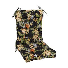 18-inch by 38-inch Spun Polyester Patterned Outdoor Tufted Chair Cushion