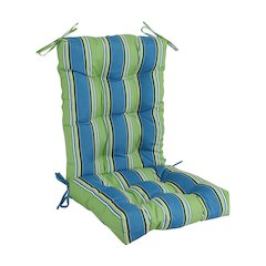 18-inch by 38-inch Spun Polyester Patterned Outdoor Tufted Chair Cushion