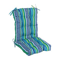 18-inch by 38-inch Spun Polyester Patterned Outdoor Tufted Chair Cushion