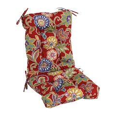 18-inch by 38-inch Spun Polyester Patterned Outdoor Tufted Chair Cushion