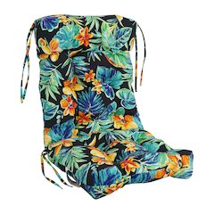 18-inch by 38-inch Spun Polyester Patterned Outdoor Tufted Chair Cushion