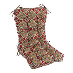 18-inch by 38-inch Spun Polyester Patterned Outdoor Tufted Chair Cushion