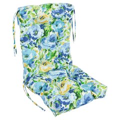18-inch by 38-inch Spun Polyester Patterned Outdoor Tufted Chair Cushion