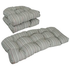 U-Shaped Solid Woven Olefin Tufted Settee Cushion Set (Set of 3)