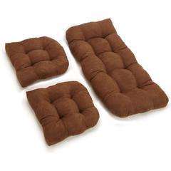 U-Shaped Microsuede Tufted Settee Cushion Set (Set of 3)