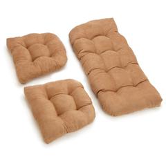 U-Shaped Microsuede Tufted Settee Cushion Set (Set of 3)
