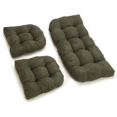 U-Shaped Microsuede Tufted Settee Cushion Set (Set of 3)