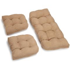 U-Shaped Microsuede Tufted Settee Cushion Set (Set of 3)