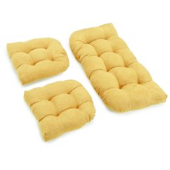 U-Shaped Microsuede Tufted Settee Cushion Set (Set of 3)