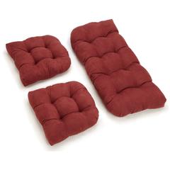 U-Shaped Microsuede Tufted Settee Cushion Set (Set of 3)