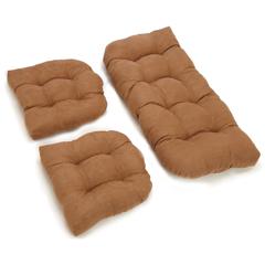 U-Shaped Microsuede Tufted Settee Cushion Set (Set of 3)