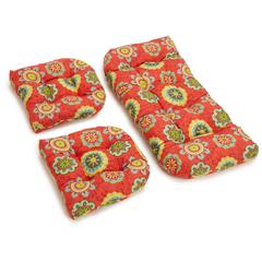 U-Shaped Spun Polyester Tufted Settee Cushion Set (Set of 3)