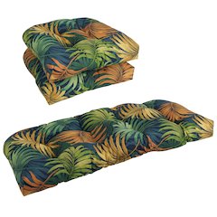 U-Shaped Patterned Spun Polyester Tufted Settee Cushion Set (Set of 3)