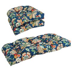 U-Shaped Patterned Spun Polyester Tufted Settee Cushion Set (Set of 3)