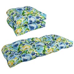 U-Shaped Patterned Spun Polyester Tufted Settee Cushion Set (Set of 3)