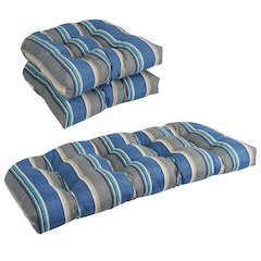 U-Shaped Patterned Spun Polyester Tufted Settee Cushion Set (Set of 3)