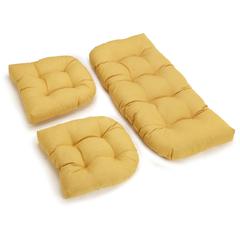 U-Shaped Spun Polyester Tufted Settee Cushion Set (Set of 3)
