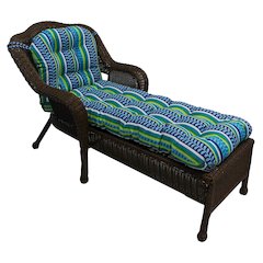 74-inch by 19-inch U-shaped Outdoor Patterned Polyester Chaise Lounge Cushion