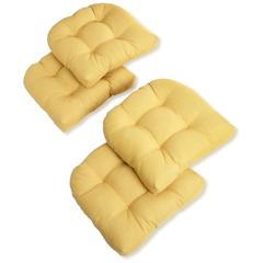 19-inch U-Shaped Spun Polyester Outdoor Tufted Dining Chair Cushions (Set of 4)
