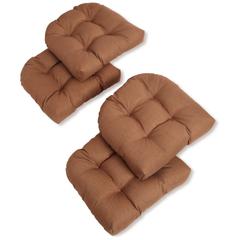 19-inch U-Shaped Spun Polyester Outdoor Tufted Dining Chair Cushions (Set of 4)
