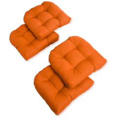 19-inch U-Shaped Spun Polyester Outdoor Tufted Dining Chair Cushions (Set of 4)