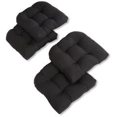 19-inch U-Shaped Solid Twill Tuffed Dining Chair Cushions (Set of 4) 93184-4CH-TW-BK