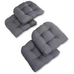 19-inch U-Shaped Solid Twill Tuffed Dining Chair Cushions (Set of 4) 93184-4CH-TW-GY