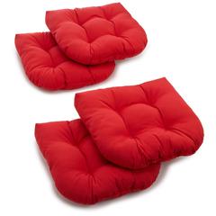 19-inch U-Shaped Solid Twill Tuffed Dining Chair Cushions (Set of 4) 93184-4CH-TW-RD