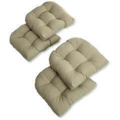 19-inch U-Shaped Solid Twill Tuffed Dining Chair Cushions (Set of 4) 93184-4CH-TW-SG