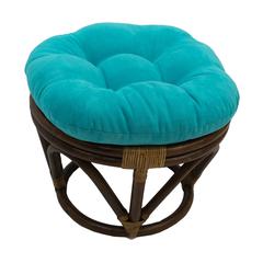 18-inch Round Solid Micro Suede Tufted Footstool Cushion
