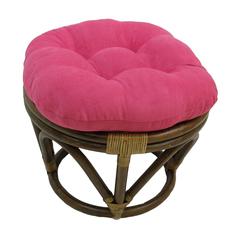 18-inch Round Solid Micro Suede Tufted Footstool Cushion