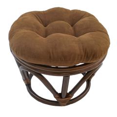 18-inch Round Solid Micro Suede Tufted Footstool Cushion