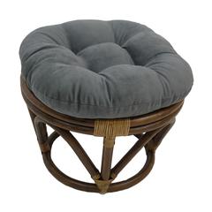 18-inch Round Solid Micro Suede Tufted Footstool Cushion