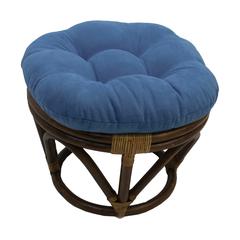 18-inch Round Solid Micro Suede Tufted Footstool Cushion