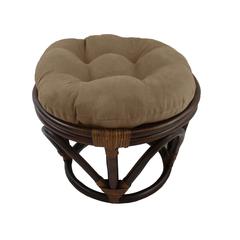 18-inch Round Solid Microsuede Tufted Footstool Cushion