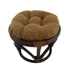 18-inch Round Solid Micro Suede Tufted Footstool Cushion