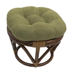 18-inch Round Solid Micro Suede Tufted Footstool Cushion