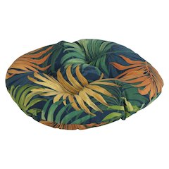 18-inch Round Patterned Spun Polyester Tufted Footstool Cushion