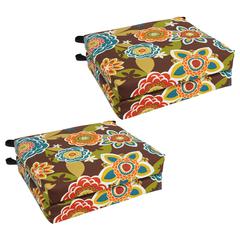 20-inch by 19-inch Patterned Outdoor Spun Polyester Chair Cushion