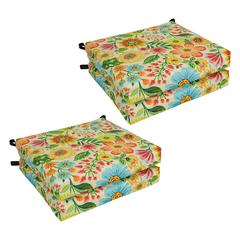 20-inch by 19-inch Patterned Outdoor Spun Polyester Chair Cushion