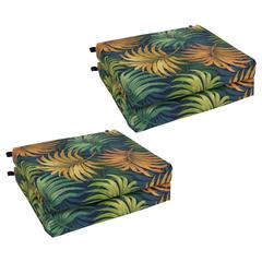 20-inch by 19-inch Patterned Outdoor Spun Polyester Chair Cushion