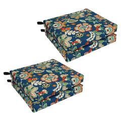 20-inch by 19-inch Patterned Outdoor Spun Polyester Chair Cushion