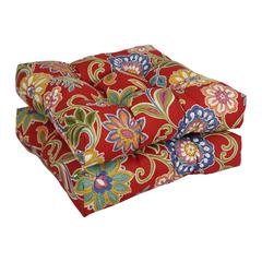 19-inch Squared Patterned Spun Polyester Tufted Dining Chair Cushions (Set of 2) 94005-2CH-REO-40